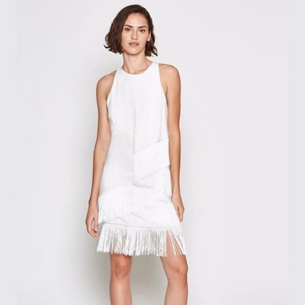 Joie Dress “Amiyah” White Flapper Fringe So Gatsby NWT 8